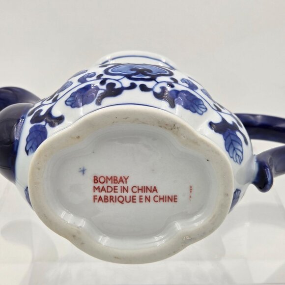 Bombay Asian Garden Teapot Fitted Lid Ceramic Cobalt Blue and White Floral - Picture 6 of 10